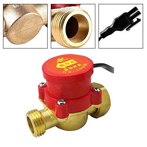LDEXIN Water Flow Sensor Switch Pipe Boosting Pump Automatic Electronic Pump Control for Shower Low Water Pressure Solar Heater Water Circulation,100W 2-Port 1/2" 3/4" PT Thread - Image 2
