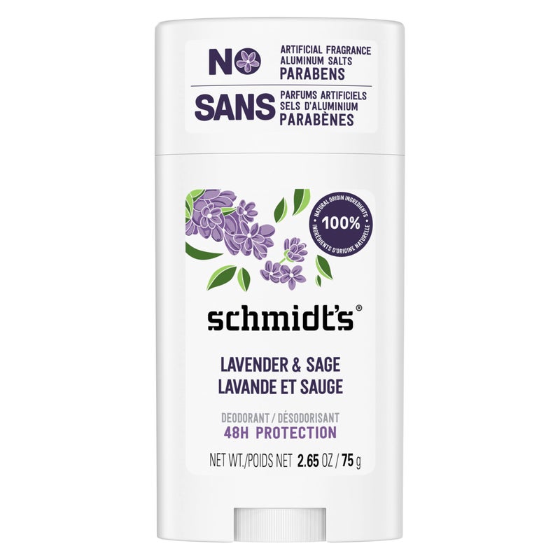 Schmidt's Aluminum-Free Vegan Deodorant Lavender & Sage with 24 Hour Odor Protection, for Women and Men, Natural Ingredients, Cruelty-Free, 2.65 oz - Image 1