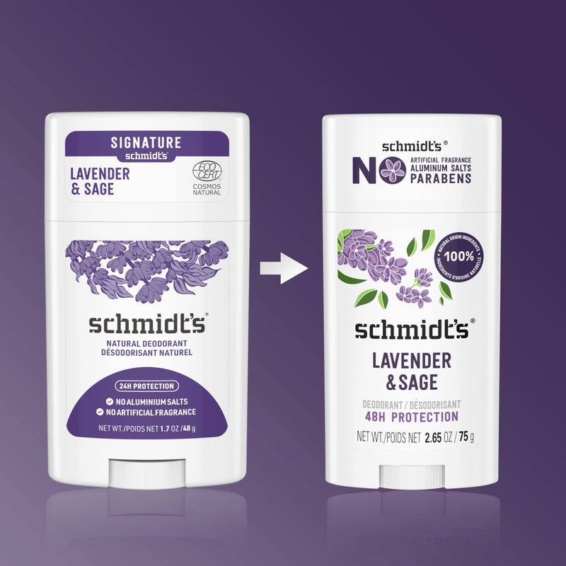 Schmidt's Aluminum-Free Vegan Deodorant Lavender & Sage with 24 Hour Odor Protection, for Women and Men, Natural Ingredients, Cruelty-Free, 2.65 oz - Image 3