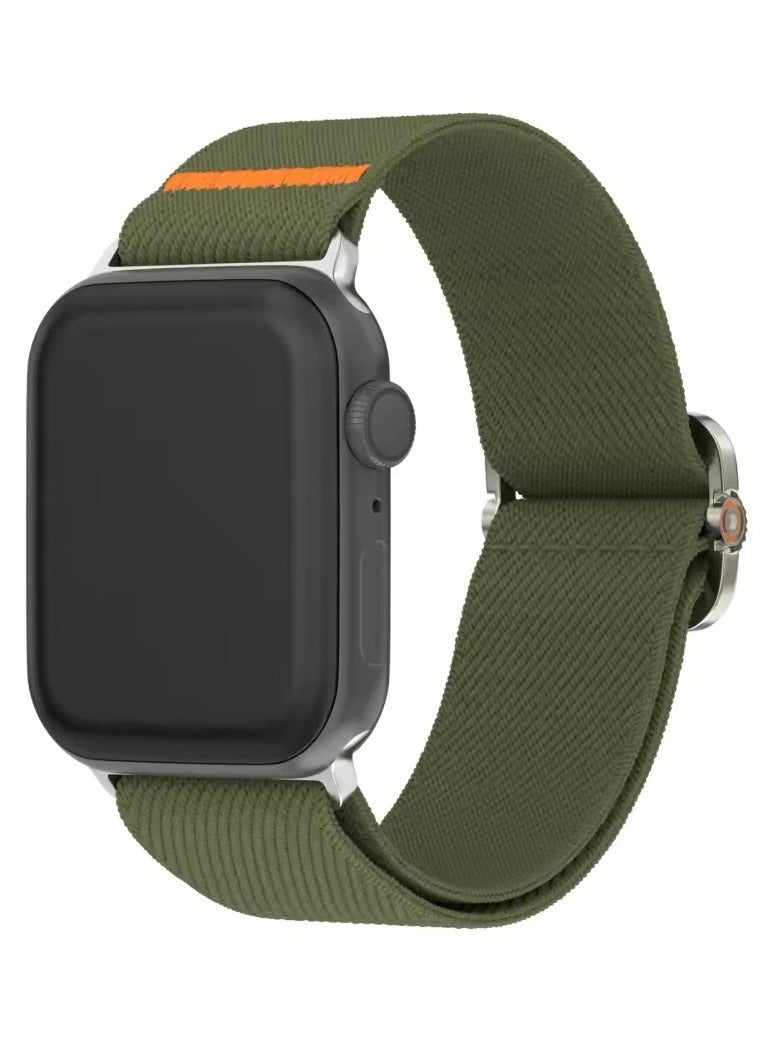 Adjustable Nylon Strap For Apple Watch Series 10/9/8/7/6/5/Ultra 2/Ultra - 49mm 44mm 45mm 42mm 46mm With metal buckle (Green) - Image 2