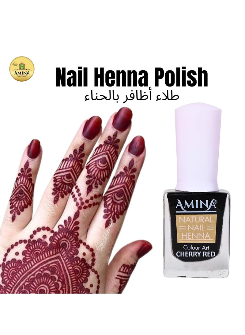 Amina Instant Nail Henna Polish Mehendi Bottle | Vegan & Halal Nail Polish For Women & Girls | Without Chemicals | Long Lasting | Ready To Use Cherry Red Colour Stain | - Image 1