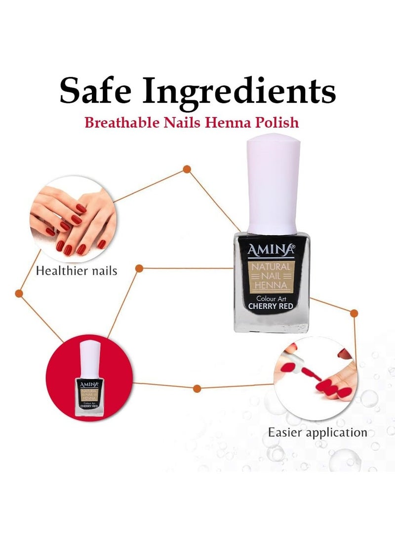 Amina Instant Nail Henna Polish Mehendi Bottle | Vegan & Halal Nail Polish For Women & Girls | Without Chemicals | Long Lasting | Ready To Use Cherry Red Colour Stain | - Image 2