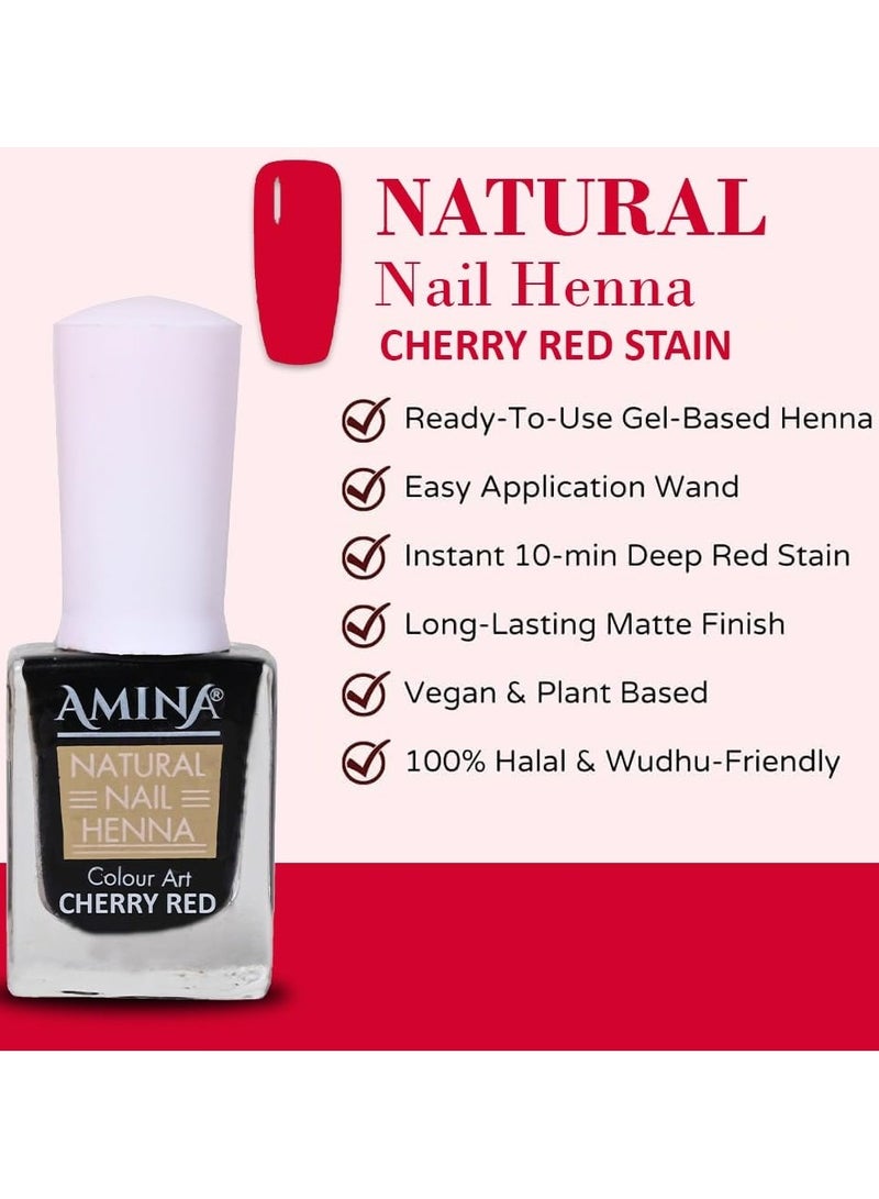 Amina Instant Nail Henna Polish Mehendi Bottle | Vegan & Halal Nail Polish For Women & Girls | Without Chemicals | Long Lasting | Ready To Use Cherry Red Colour Stain | - Image 4