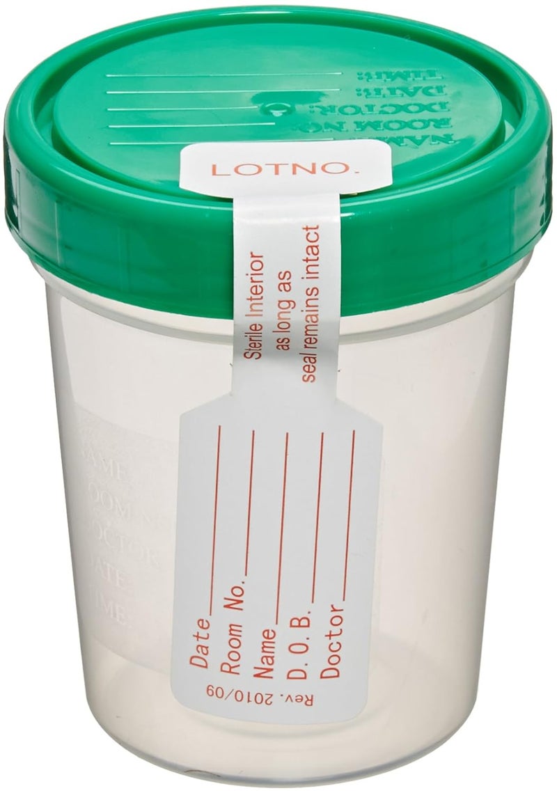 Sterile Specimen Cups, Set of 3, Screw Cap, Tamper Evident, 4 oz.