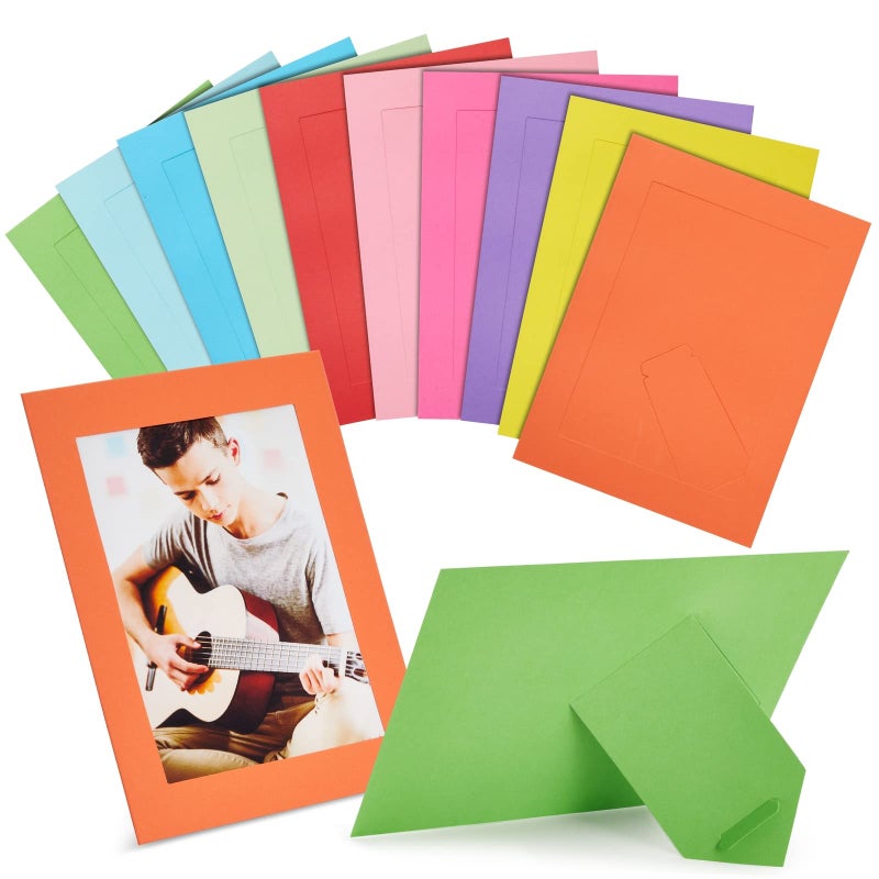 Juvale 30 Pack Colorful 5x7 Paper Picture Frames Cardboard Photo Easels for DIY Classroom Crafts 10 Rainbow Colors  Paper Frames