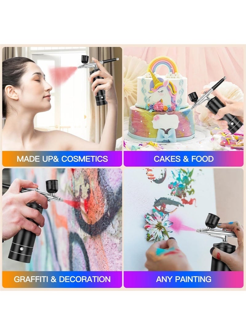 كيلا طقم فرشاة هوائية مع ضاغط هواء 23/36/48 رطل لكل بوصة مربعة، ضغط متغير بثلاث سرعات، ضغط عالي، غير قابل للانسداد، طقم فرشاة هوائية لاسلكي قابل لإعادة الشحن مع فوهة 0.3 مم وفرشاة تنظيف، مناسب لفن الأظافر والمكياج والرسم وتزيين الكيك. - Image 5