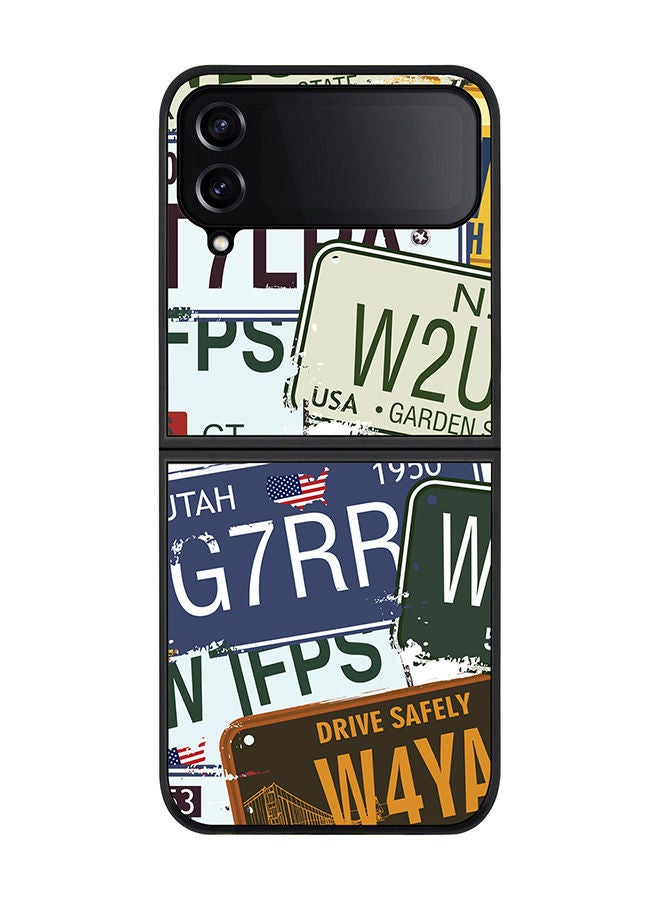 Stylizedd Rugged Black edge case for Samsung Galaxy Z Flip4 Slim fit Soft Case Flexible Rubber Edges Anti Drop TPU Gel Thin Cover - Number Plates - Image 1