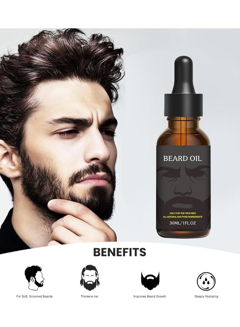 INKEEY Beard Oil, Pure Natural Beard Growth Oil, Beard Moisturizing Softener, Beard Growth Products for Patchy Beard, Fathers Day, Perfect Gifts for Men Husband Boyfriend Dad, with Green Tea Scent (30 ml) - Image 2