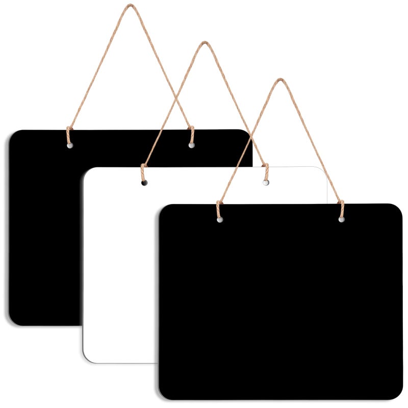 THSLSFX 3Pcs Hanging Chalkboard Signs 8x10 Inch Wooden Double Sided Erasable Message Board, Memo Message Sign with Hanging String for Wedding Kitchen Home Party Decoration - Image 1