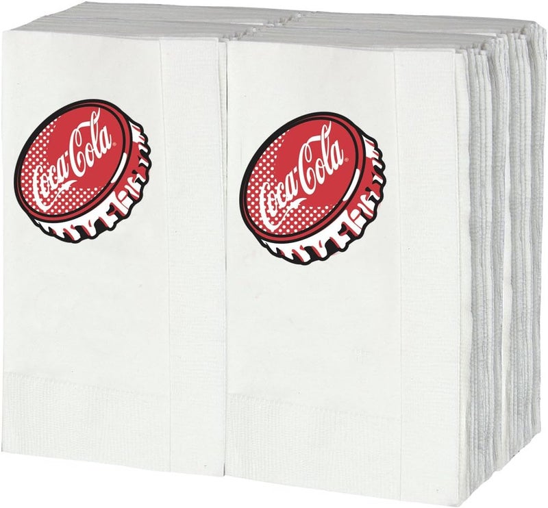 CC402 Graphic Napkins (100 Pack), Party Napkins, White Paper Napkins 13”x13”, Folded 6.625”x3.75”, Cocktail, Luncheon, Appetizer, Bulk Square Napkins for Party, Wedding, Dinner