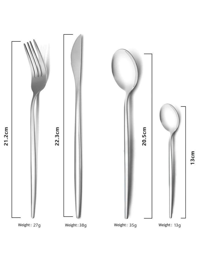 SSGP Flatware Set for 6 Persons, 24-Piece Stainless Steel Cutlery Set Including Knives, Forks, Spoons Mirror Polished, Flatware Set for Kitchen, Restaurant, Hotel, Dishwasher Safe (Silver) - Image 2