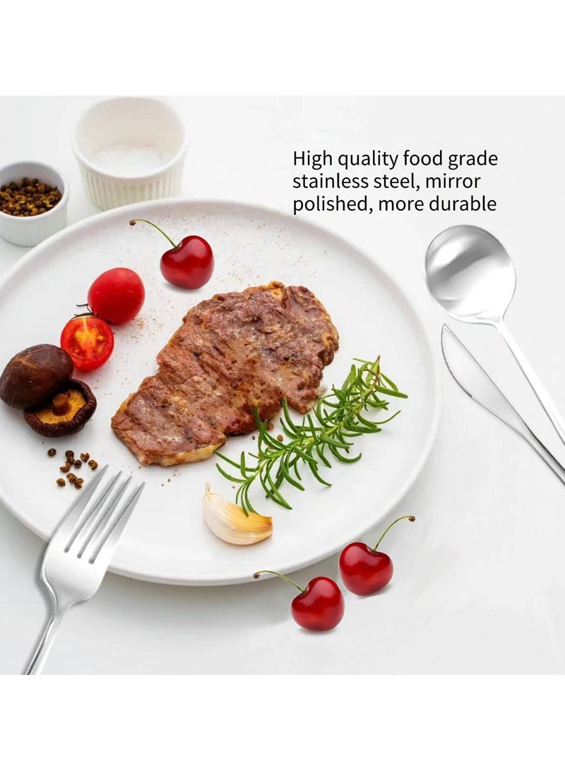 SSGP Flatware Set for 6 Persons, 24-Piece Stainless Steel Cutlery Set Including Knives, Forks, Spoons Mirror Polished, Flatware Set for Kitchen, Restaurant, Hotel, Dishwasher Safe (Silver) - Image 3