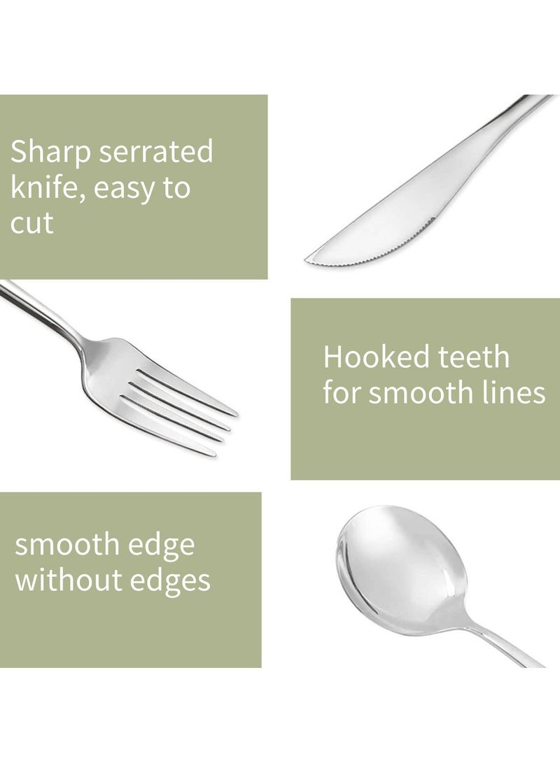 SSGP Flatware Set for 6 Persons, 24-Piece Stainless Steel Cutlery Set Including Knives, Forks, Spoons Mirror Polished, Flatware Set for Kitchen, Restaurant, Hotel, Dishwasher Safe (Silver) - Image 4