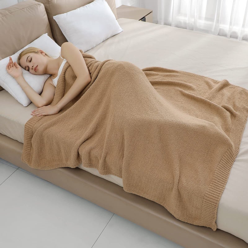 bearberry Super Soft Fluffy Throw Blanket Lightweight Cozy Warm Throw Blankets for Couch Bed Sofa All Season (Camel  53 x71 )