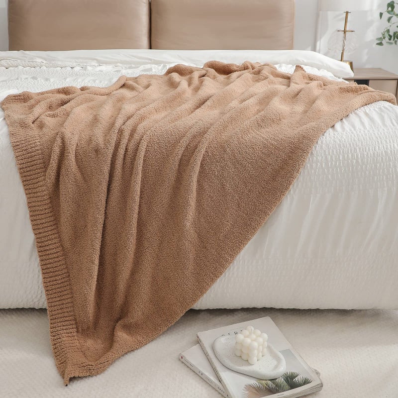 bearberry Super Soft Fluffy Throw Blanket Lightweight Cozy Warm Throw Blankets for Couch Bed Sofa All Season (Camel  53 x71 )