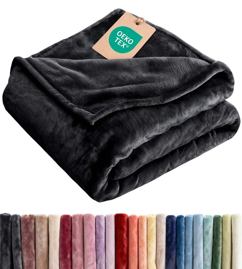CGK Unlimited Ultra Soft Fleece Blanket Twin Size Flannel Fleece Luxury Twin Blanket Lightweight for Couch Bed Chair Thick Warm and Breathable All Season Cozy Fuzzy AntiStatic Microplush Bedding Black - Image 2