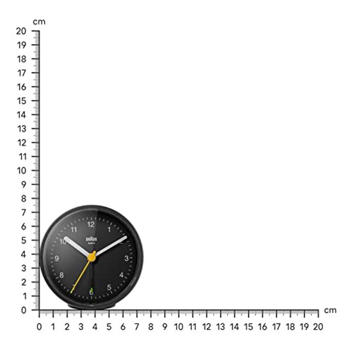 BRAUN Classic Analogue Alarm Clock with Snooze and Light, Quiet Quartz Movement, Crescendo Beep Alarm in Black, Model BC12B. - Image 3
