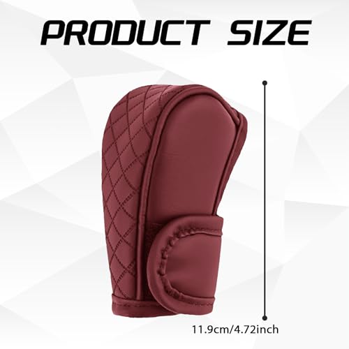 QKYS Leather Car Gear Shift Knob Cover, Upgraded Anti-Slip Design Stick Shift Knob Cover, Universal Durable Car Decorative Accessories Shifter Stick Protector Suitable for Cars,Trucks,SUVs (Wine red) - Image 2