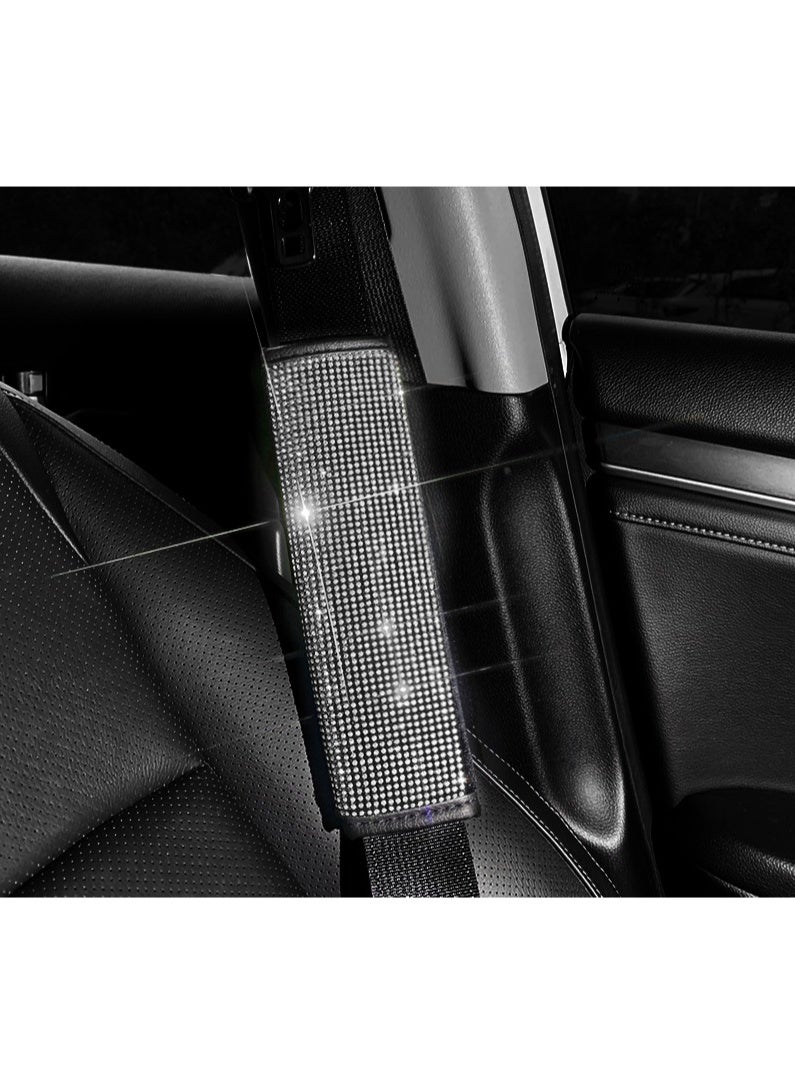 Bling Rhinestone Car Seat Belt Covers, Universal Diamond Seat Belt Shoulder Pads for Women, Crystal Safety Belt Protector, Car Interior Accessories
