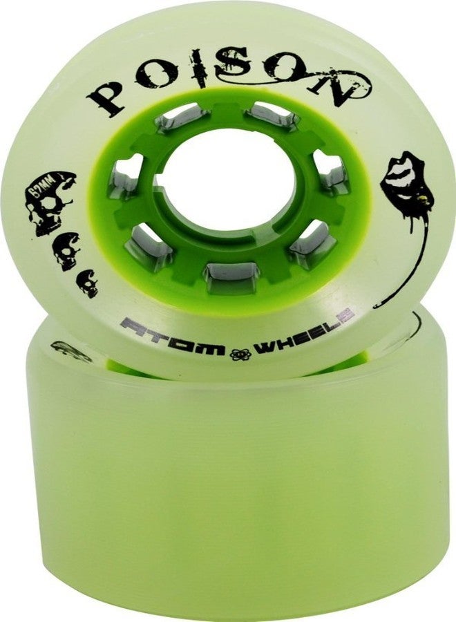 عجلات Atom Skates Poison للاستخدام الداخلي/الخارجي/على الأسطح الملساء، مقاس 62x38، لون أخضر، 4 عجلات - Image 1