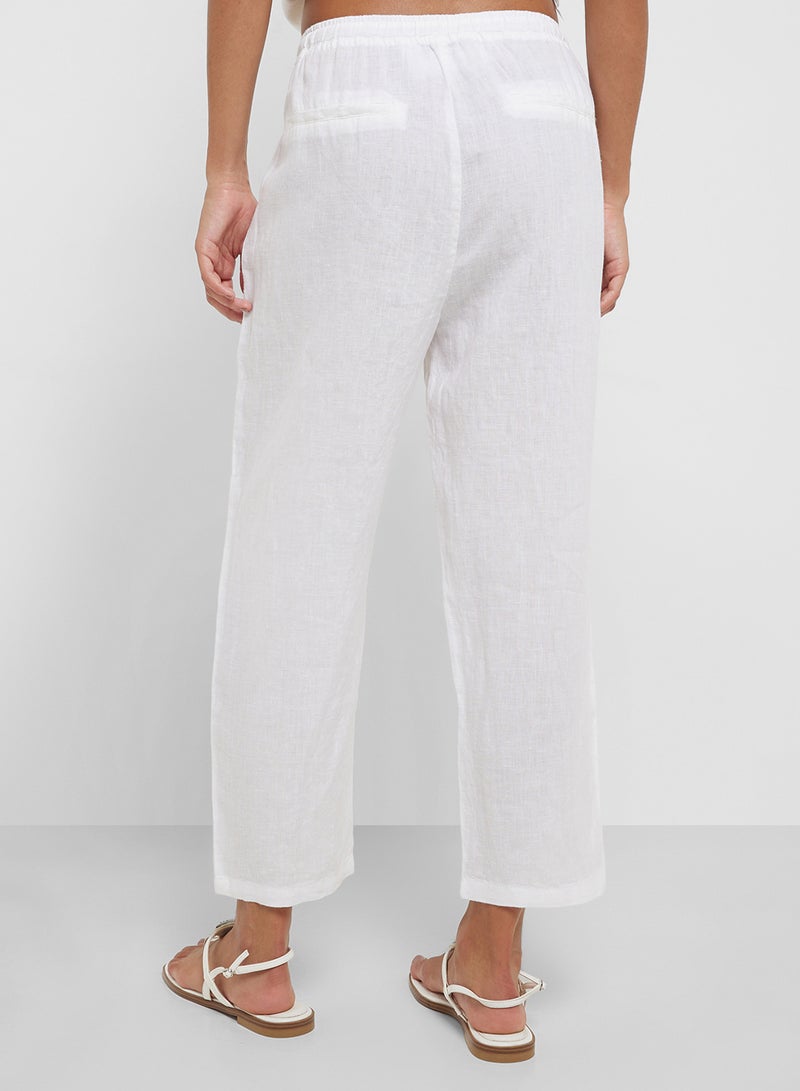 MANGO Straight Linen-Blend Trousers  - Image 4