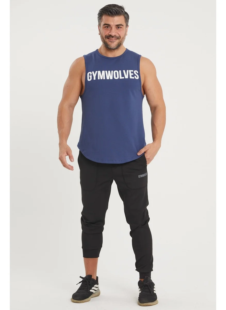 Gymwolves Men's Sleeveless T-Shirt | Indigo | Men's Sports T-Shirt | Workout Tanktop |