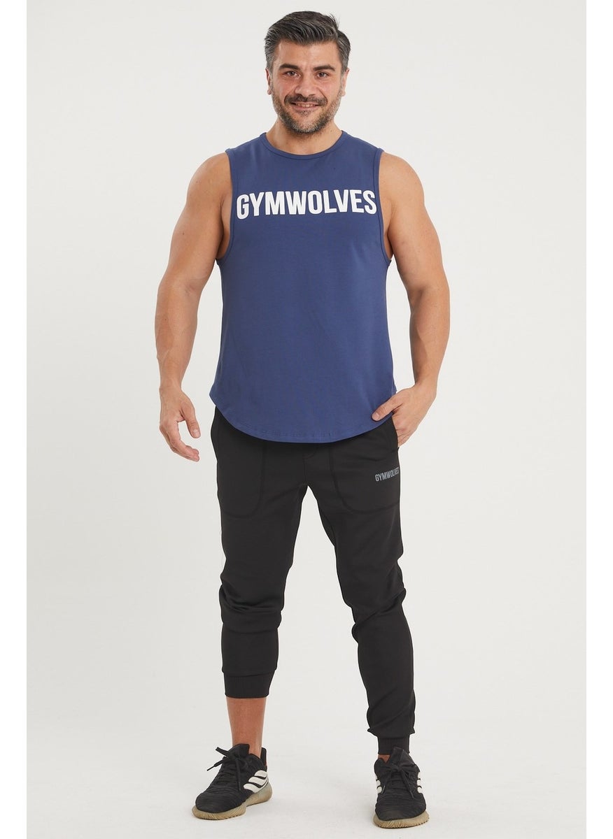 Gymwolves Men's Sleeveless T-Shirt | Indigo | Men's Sports T-Shirt | Workout Tanktop |  - Image 2
