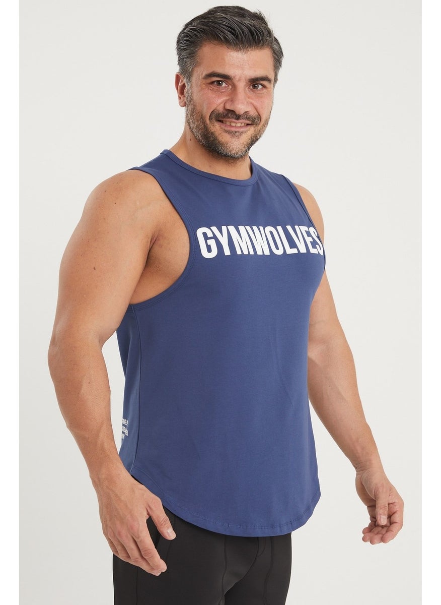 Gymwolves Men's Sleeveless T-Shirt | Indigo | Men's Sports T-Shirt | Workout Tanktop |  - Image 4