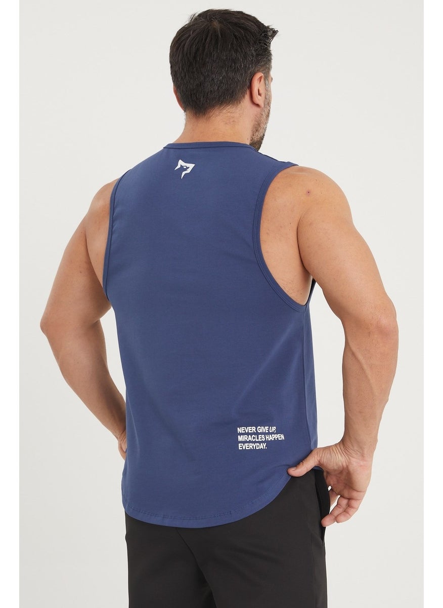 Gymwolves Men's Sleeveless T-Shirt | Indigo | Men's Sports T-Shirt | Workout Tanktop |  - Image 5