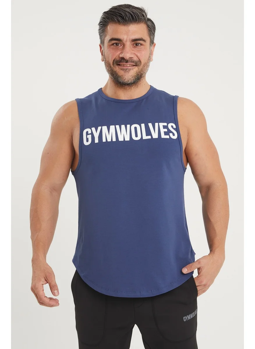 Gymwolves Men's Sleeveless T-Shirt | Indigo | Men's Sports T-Shirt | Workout Tanktop |