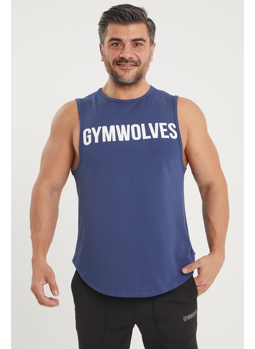 Gymwolves Men's Sleeveless T-Shirt | Indigo | Men's Sports T-Shirt | Workout Tanktop |  - Image 1