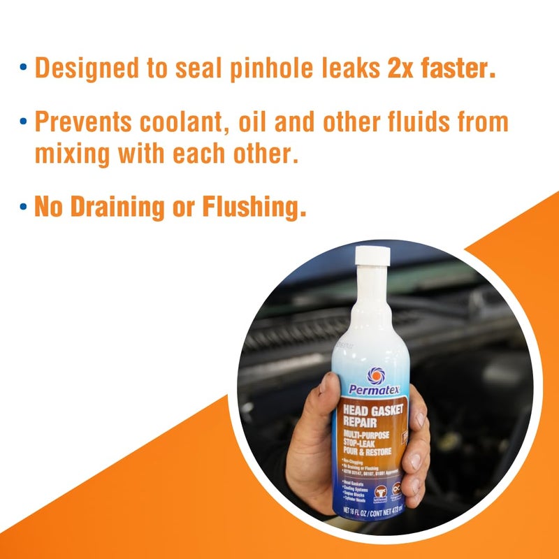 Permatex 30300 Head Gasket Repair - Multi-Purpose Stop-Leak, 16 fl. Oz, Seals Head Gaskets While Preventing Future Leaks - Image 3
