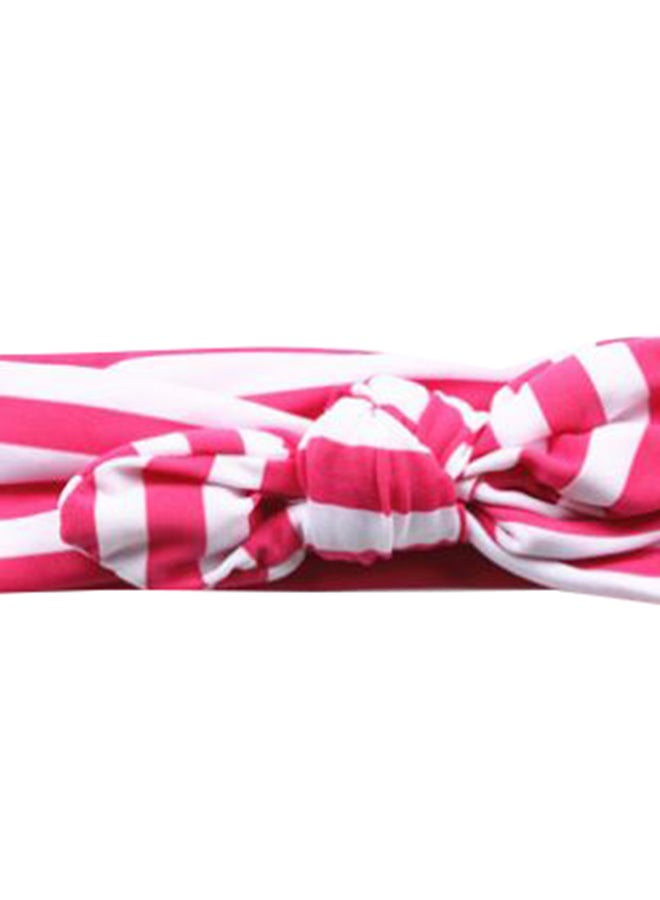 ربطة رأس قطنية للأطفال بنمط مخطط وردي/أبيض - Image 2