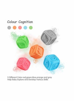 Y&D Baby Soft Blocks, Educational Stacking Teething Chew Toys for Toddlers, Shower with Numbers, Shapes, Animals, Letters and Textures  - Image 4
