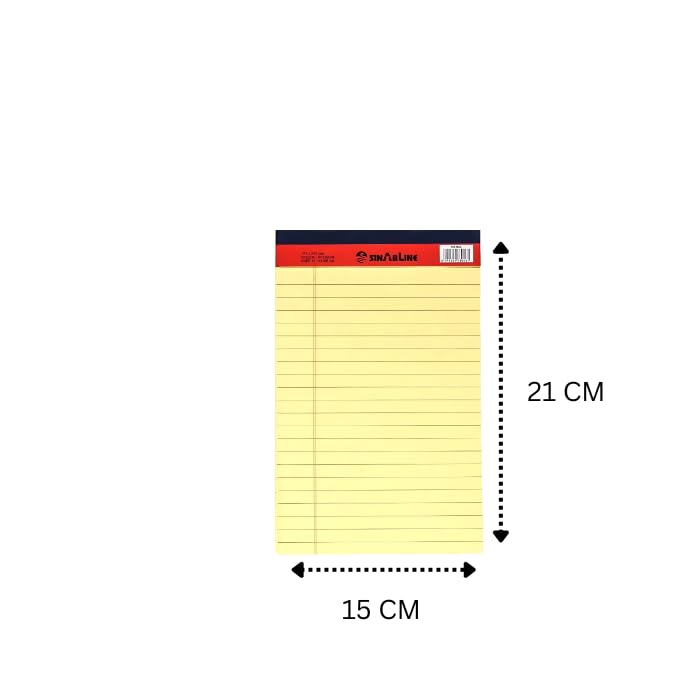 Sinarline A5 Legal Pad - Yellow Ruled Paper, 50 Sheets per Pad, Pack of 5 - Image 3