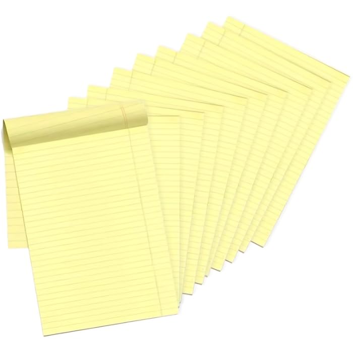 Sinarline A5 Legal Pad - Yellow Ruled Paper, 50 Sheets per Pad, Pack of 5 - Image 2