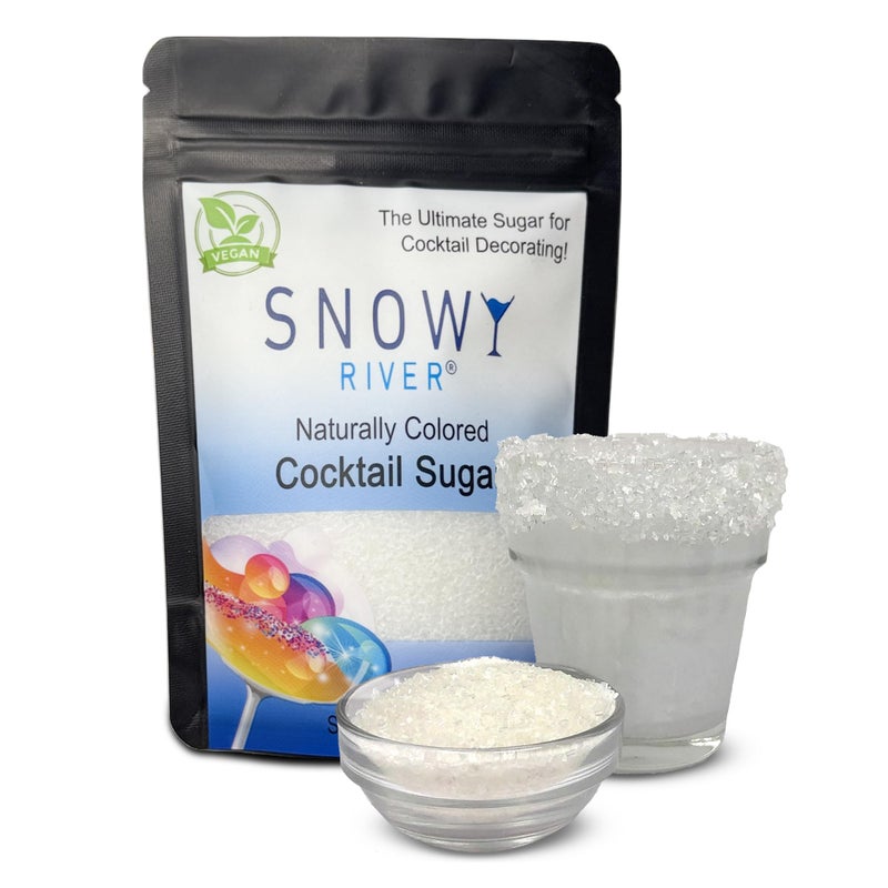 Snowy River Clear, Cocktail & Margarita Sugar Rimmer - Vibrant Color Glass Rimming Sugar with Medium Crystal Texture - 4oz - Image 1