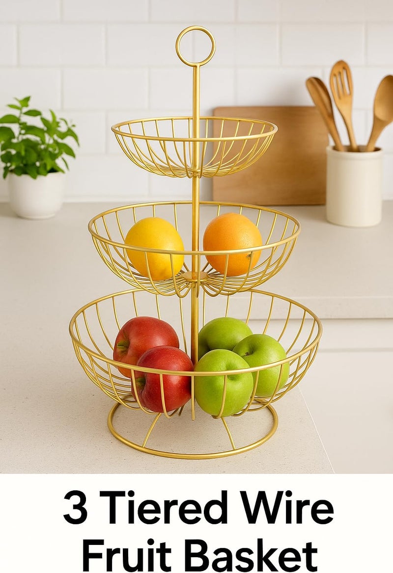 BS حامل سلة الفواكه الفولاذي الحديث 3 طبقات من B&S - Image 4