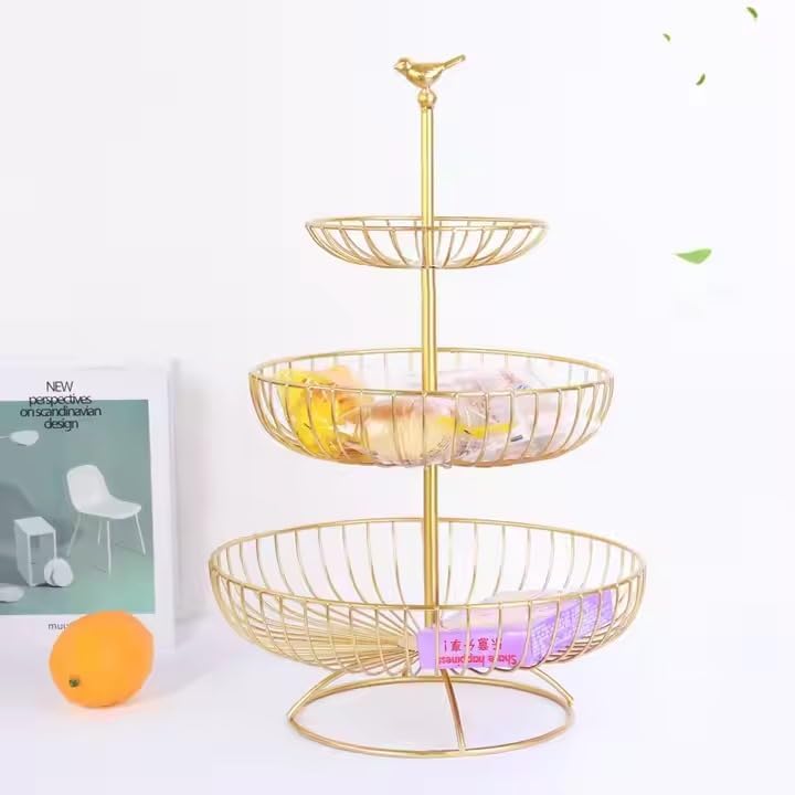 BS حامل سلة الفواكه الفولاذي الحديث 3 طبقات من B&S - Image 2