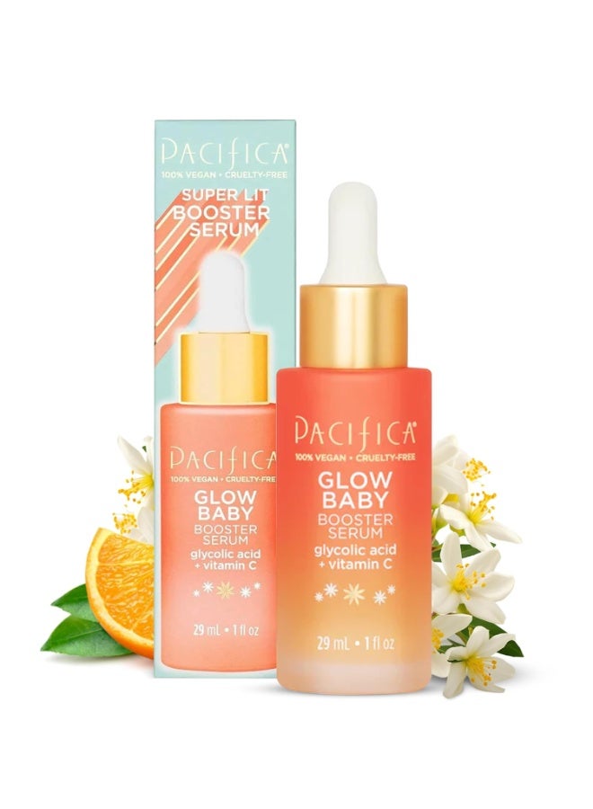 Pacifica Vitamin C Face Serum - Glow Baby Booster Facial Serum - Glycolic Acid Serum For Face - Dark Spot Corrector Anti Aging Brightening - Dermatologist Tested, Fragrance Free, Clean Skin Care Vegan