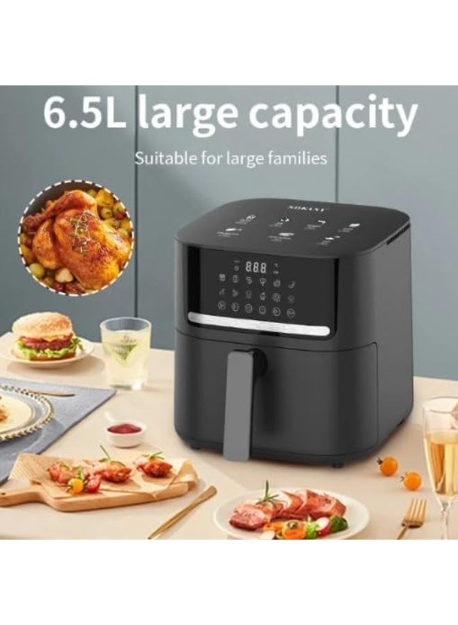 سوكاني قلايه سوكانى ديجيتال 6.5 لتر 1800 وات درجة حراره من 80 درجة الي 200 درجة 10 برامج تشغيل + فك التجميد معدن مطلي تيفال  للاكل الصحي والدايت بدون مواد دهنية زيت او سمنة  اللون اسود- موديل SK-10040 - Image 4