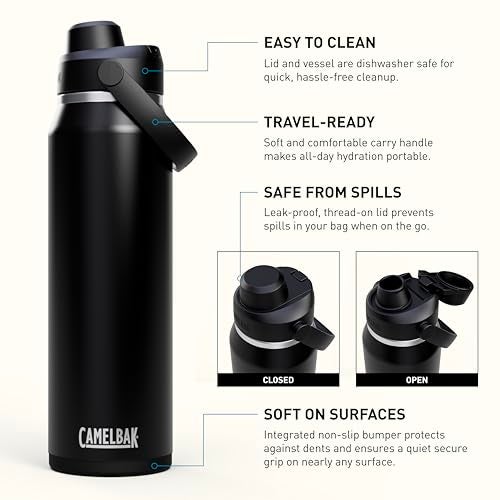 CamelBak Thrive Chug Insulated Stainless Steel Water Bottle Cold Retention with High Flow Lid for Everyday Hydration and Active Use 32oz Black - Image 3