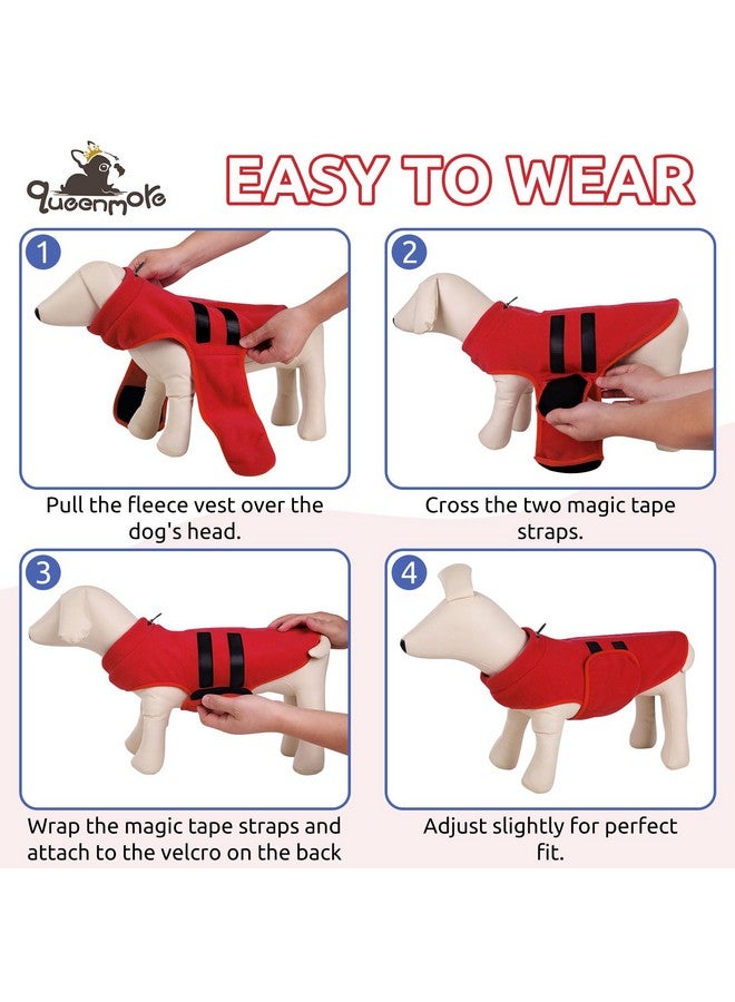 Queenmore XXS Dog Sweaters, Soft Fleece Vest Pullover Dog Jacket with Leash Hole, Warm Winter Dog Clothes Cold Weather Doggy Dachshund Sweater for Small Dogs Cats Boy or Girl (Red, XXS) - Image 4