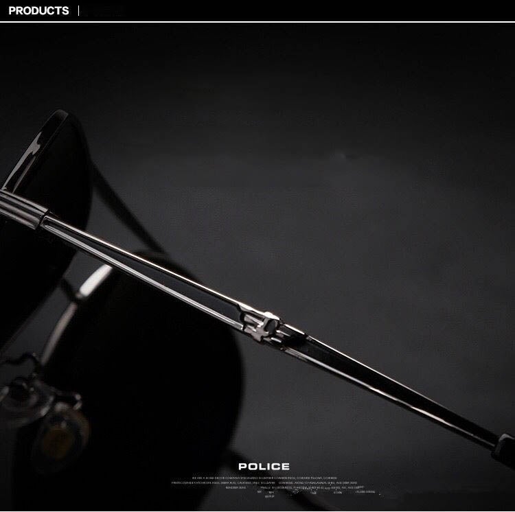 POLICE High Quality Men's Sun Polarized Glasses Metal High-end Sunglasses Sliver Frame with Grey Lenses - Image 3