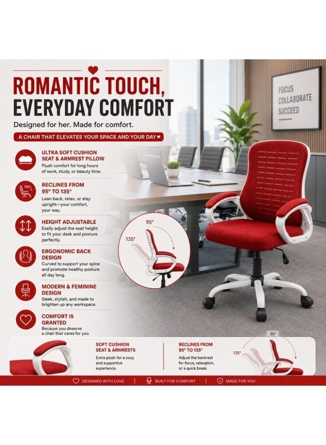 راما أوفيس فرنيتشر كرسي مكتب شبكي RAMA® B909 – أحمر وأبيض - Image 5