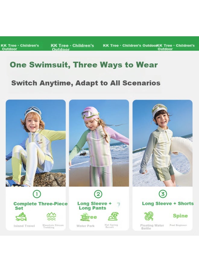 Kocotree Kk Tree Kids Swimwear Original Yarn Sun Protection Boys Two-piece Girls Long Sleeve Baby Swimsuit Three-piece Set - Image 2