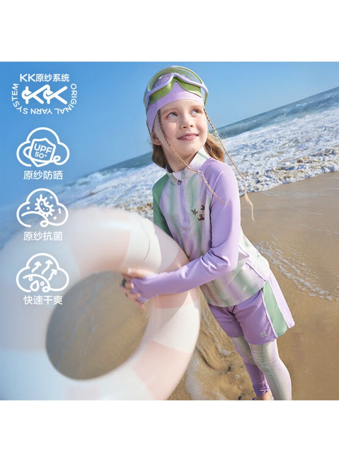 Kocotree Kk Tree Kids Swimwear Original Yarn Sun Protection Boys Two-piece Girls Long Sleeve Baby Swimsuit Three-piece Set - Image 1