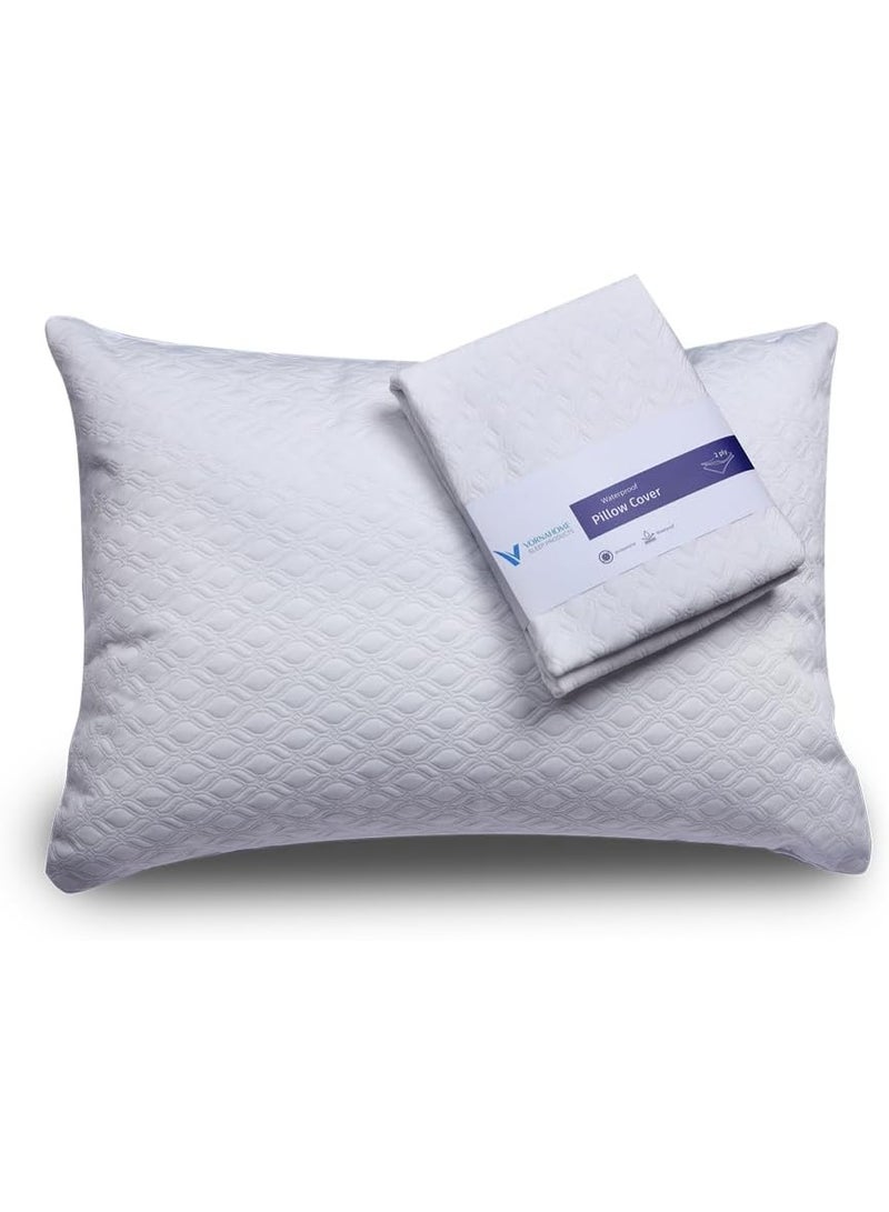Vorna Home Waterproof Pillow Protector 50×70 cm – Pack of 1 – Anti-Allergic, Dust-Mite & Bed-Bug Proof Zippered Cover – Hypoallergenic Pillow Encasement Suitable for UAE - Image 1