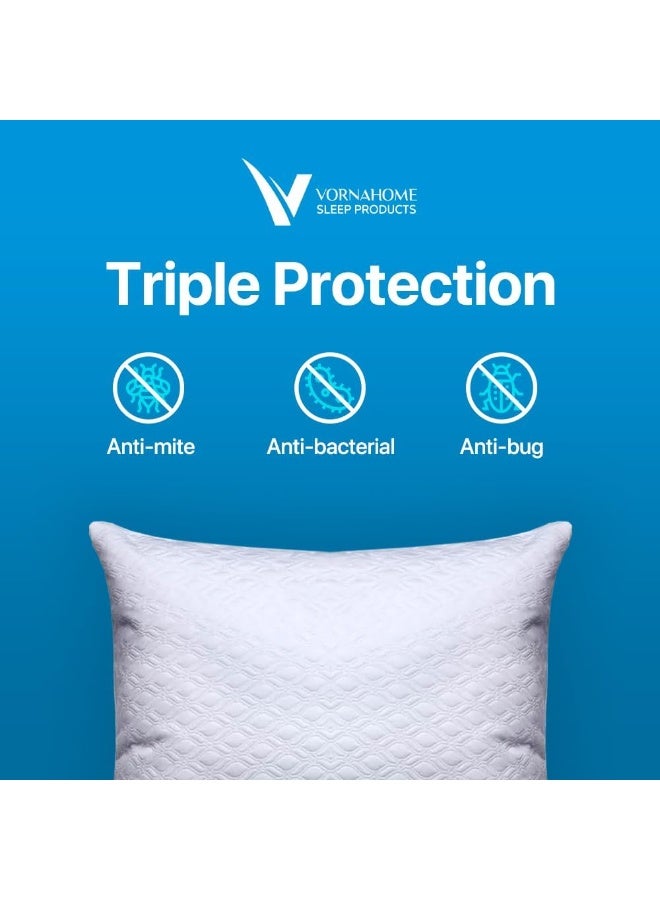 Vorna Home Waterproof Pillow Protector 50×70 cm – Pack of 1 – Anti-Allergic, Dust-Mite & Bed-Bug Proof Zippered Cover – Hypoallergenic Pillow Encasement Suitable for UAE - Image 3
