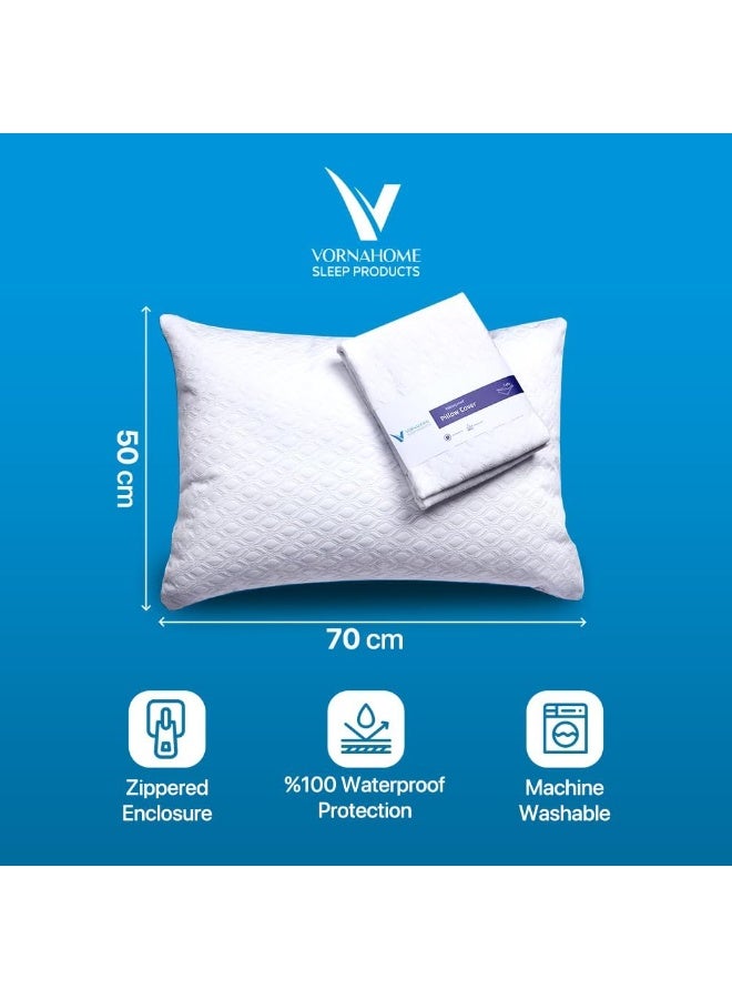 Vorna Home Waterproof Pillow Protector 50×70 cm – Pack of 1 – Anti-Allergic, Dust-Mite & Bed-Bug Proof Zippered Cover – Hypoallergenic Pillow Encasement Suitable for UAE - Image 2